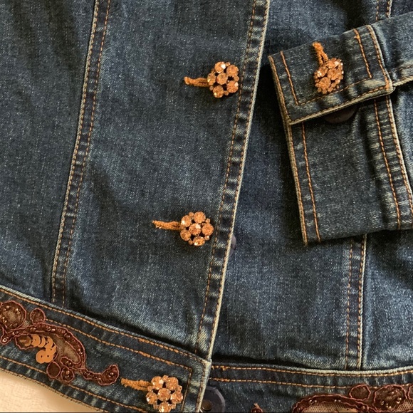Cache NEW Sequin & Lace Denim Jacket - Picture 2 of 6